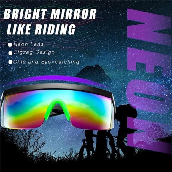 3 Pairs Neon Retro Semi Rimless Sunglasses 80s 90sZigzag Sunglasses Lens Rainbow - Picture 3 of 6